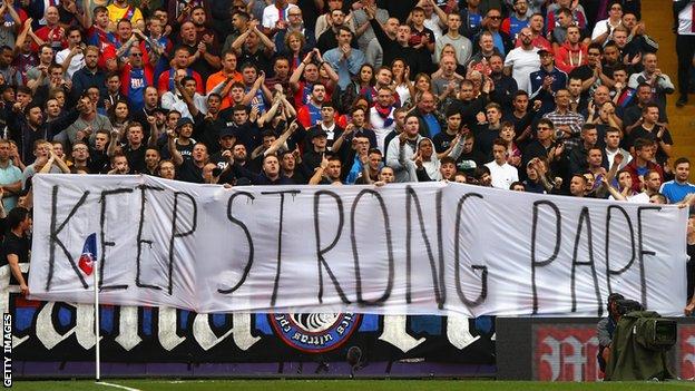 A banner in support of Senegal's Pape Souare