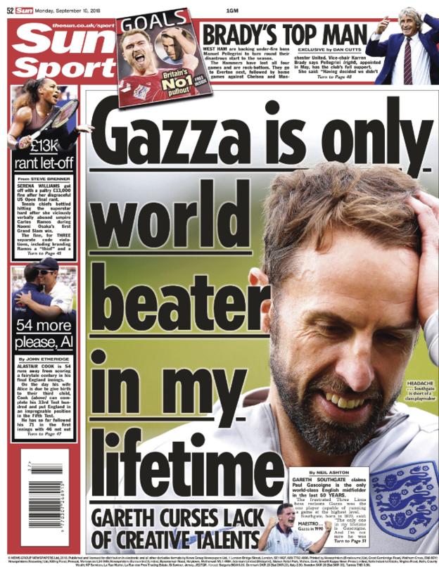 Sun back page on Monday