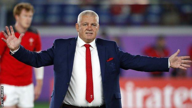 Warren Gatland with a 'big much' gesture to his family before Wales' 2019 World Cup semi-final loss to South Africa