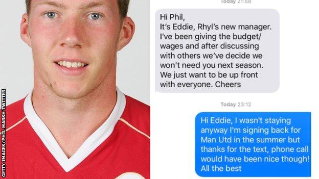 Phil Marsh (left) and the text message he received