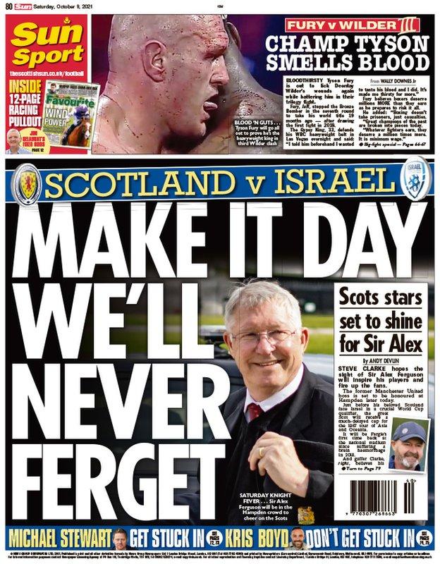 The back page of the Scottish Sun on 091021