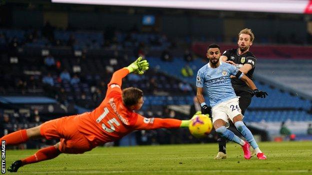 Royad Mahrez scores for Manchester City against