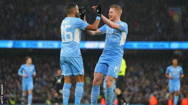 Kevin De Bruyne and Riyad Mahrez Manchester City