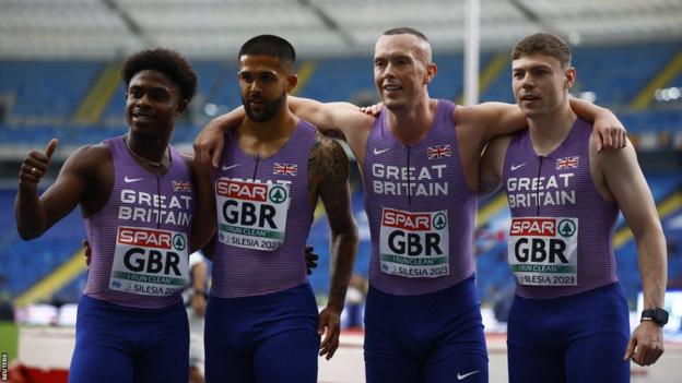 Jeremiah Azu, Tommy Ramdhan, Richard Kilty and Oliver Bromby,