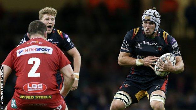 Ollie Griffiths in action against Scarlets