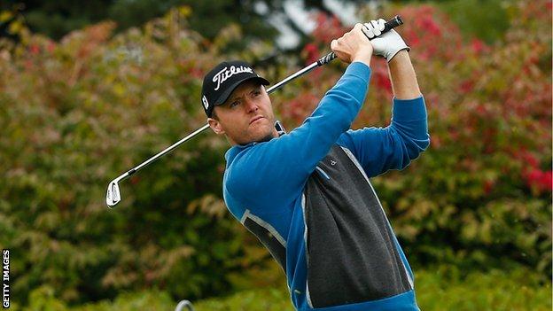 Michael Hoey tees of at the 11th in the first round of the Russian Open