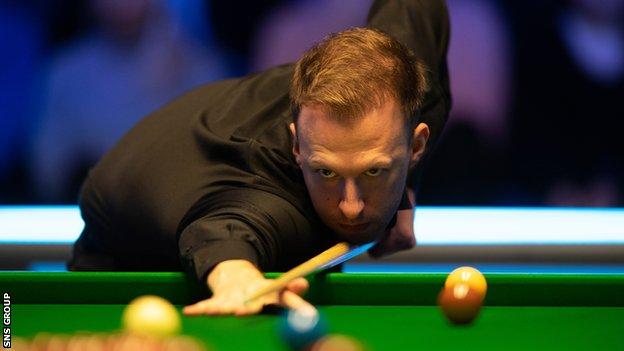 Judd Trump of England in action against Xiao Guodong of China during the BetVictor Scottish Open at the Meadowbank Sports Centre,