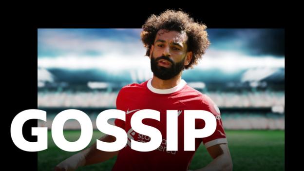 Mohamed Salah behind the gossip logo