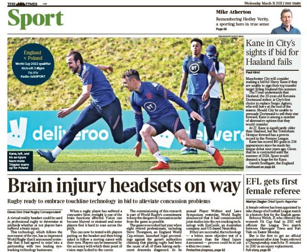 The Times' back page on Wednesday