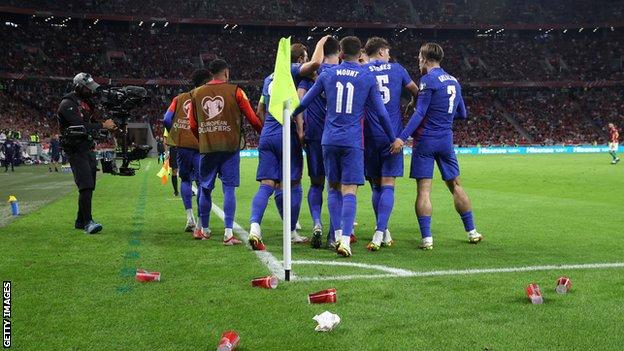 England players celebrate