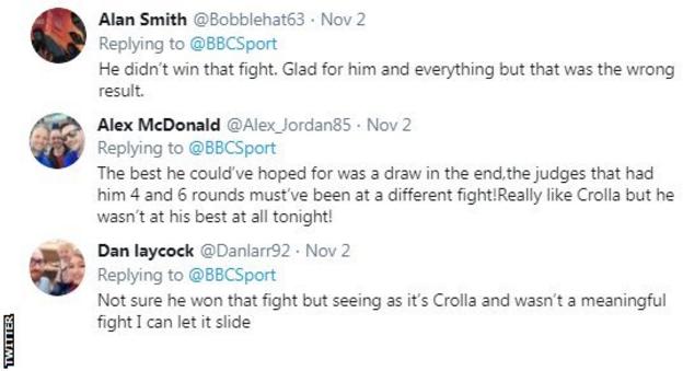 Twitter reaction to Anthony Crolla win