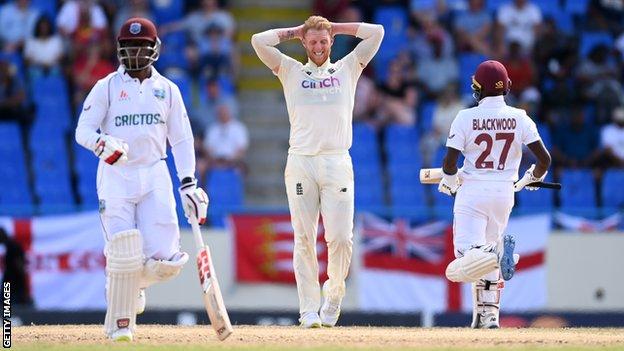 Ben Stokes frustrated as West Indies add runs