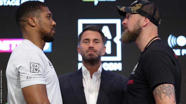 Anthony Joshua and Robert Helenius go head-to-head at the news conference