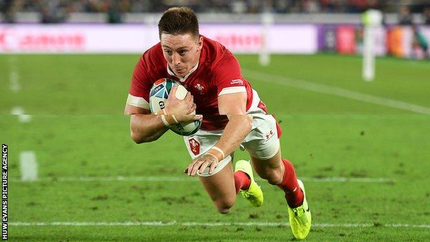Wales wing Josh Adams scored a try against South Africa in the 2019 World Cup semi-final defeat in Japan
