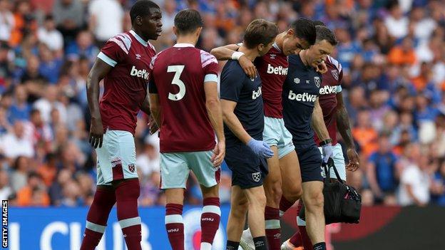 Nayef Aguerd limps off in pre-sesaon friendly match for Hammers