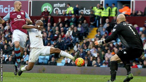 Andre Ayew scores against Aston Villa
