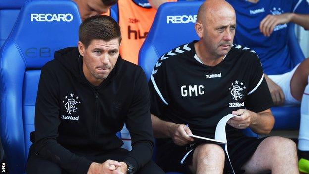 Gary McAllister (right) and manager Steven Gerrard ended Rangers' decade-long title wait during their three-year tenure