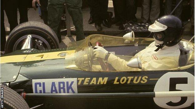 Jim Clark sitting in his Lotus car