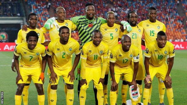 Zimbabwe national football team pose pre-match