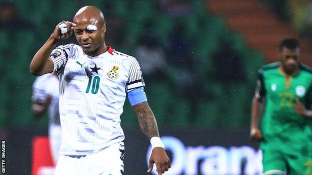 Andre Ayew in action for Ghana against Comoros
