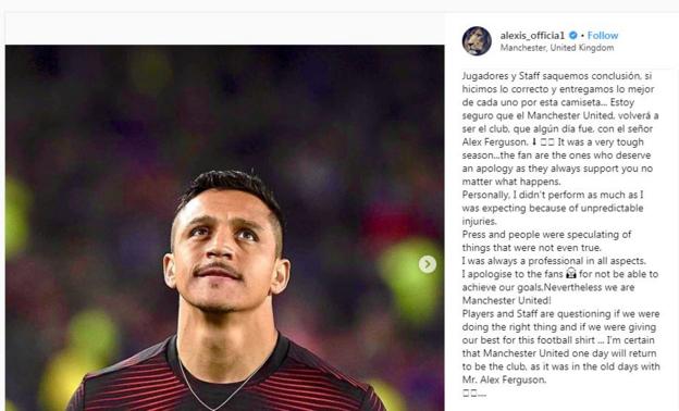 Alexis Sanchez's Instagram account