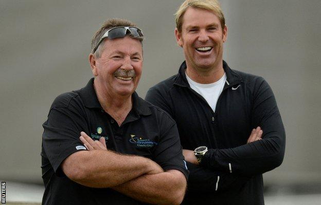 Shane Warne with another Australia cricket great, Rod Marsh
