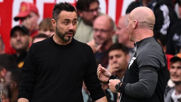 Brighton manager Roberto De Zerbi at Old Trafford