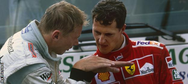 Mika Hakkinen and Michael Schumacher at Spa