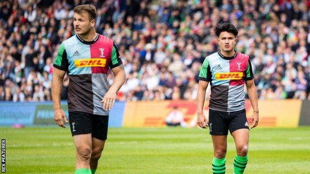 Harlequins centre Andre Esterhuizen and fly-half Marcus Smith