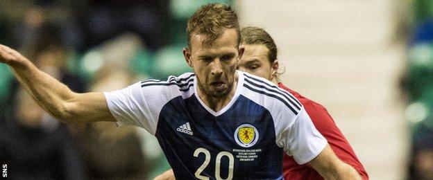 Scotland's Jordan Rhodes in action against Canada