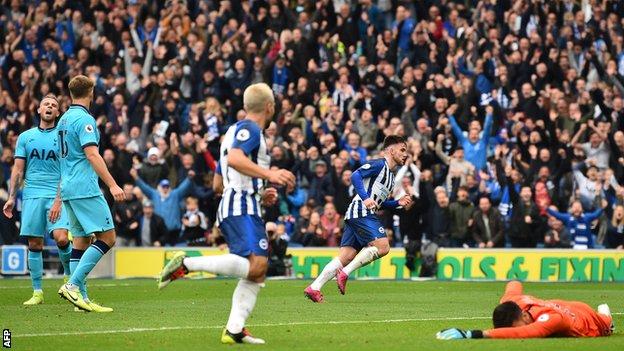 Brighton Hove Albion 3 0 Tottenham Hotspur Aaron Connolly Scores Twice In Win Over Spurs Bbc Sport