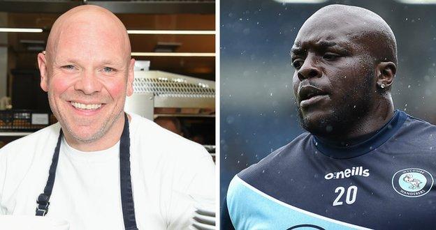 Chef Tom Kerridge and Wycombe striker Adebayo Akinfenwa