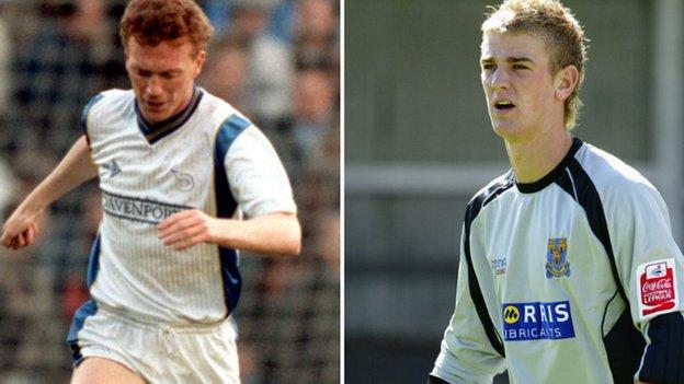 David Moyes (left) and his West Ham goalkeeper Joe Hart both started their careers in English club football with Shrewsbury Town