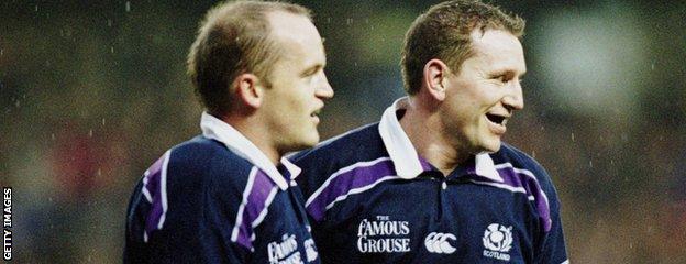 Gregor Townsend (left) and Andy Nicol during a Scotland match v Argentina in 2001