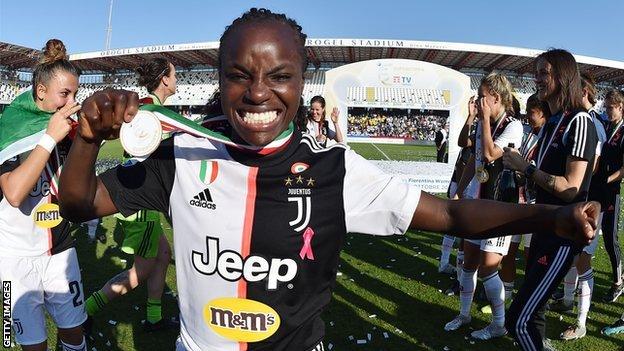 Eni Aluko celebrates a win at Juventus