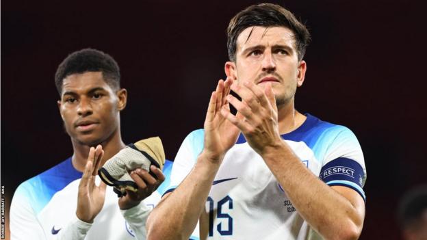 Harry Maguire applauding the England fans