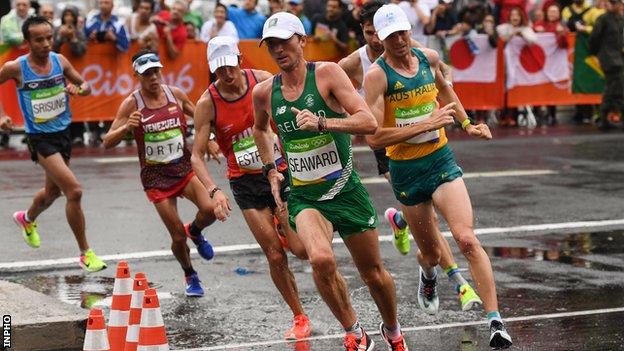 Kevin Seaward in action at the Olympic marathon in Rio