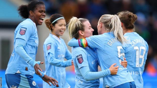 Manchester City players celebrate