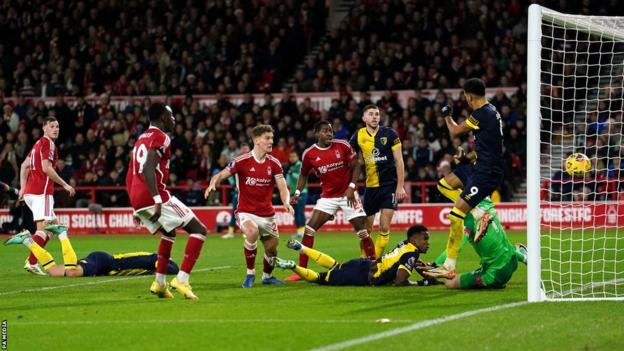 Nottingham Forest's Chris Wood scores their side's second goal