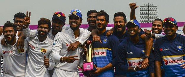 Sri Lanka with the Test series trophy