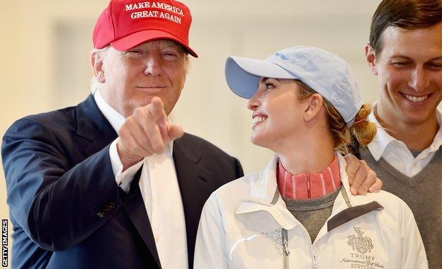 Donald Trump with his daughter Ivanka at Turnberry during his Republican presidential nomination campaign
