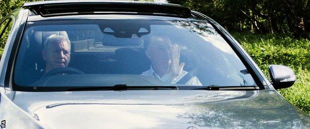 Van Gaal waved to a photographer as he left Carrington shortly before 17:00 BST on Monday