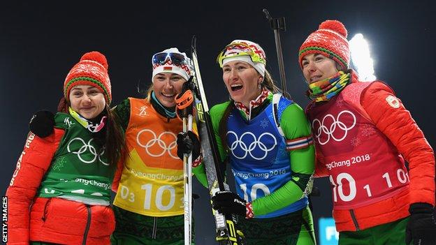 Winter Olympics: Belarus Win Women's Biathlon Relay Gold - BBC Sport