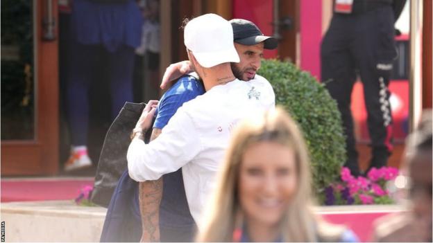 James Maddison and Kyle Walker hug