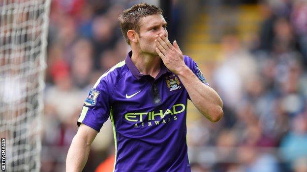 Manchester City's James Milner celebrates after scoring