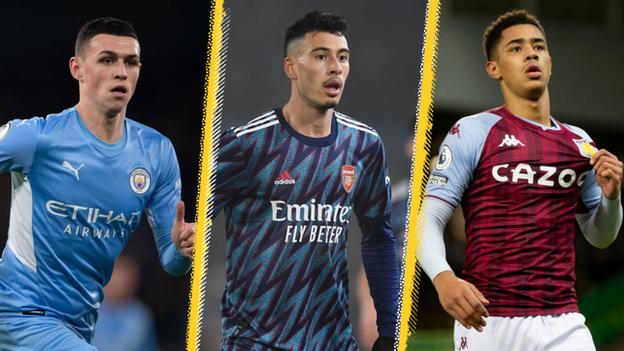 Phil Foden, Gabriel Martinelli and Jacob Ramsey