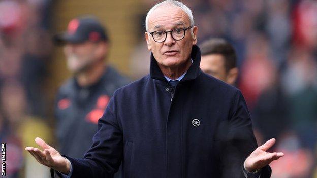 Claudio Ranieri gestures on the touchline