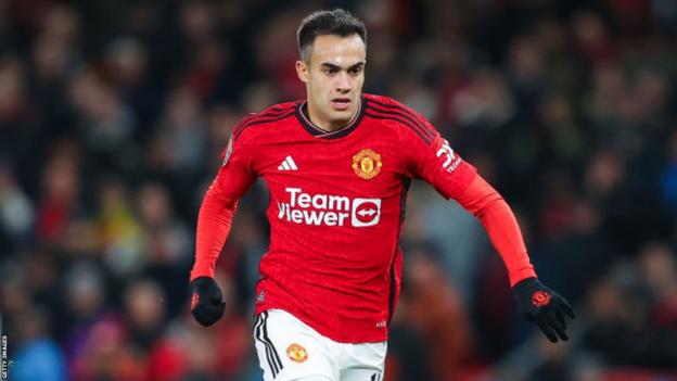 Sergio Reguilon in action for Manchester United during his loan from Tottenham
