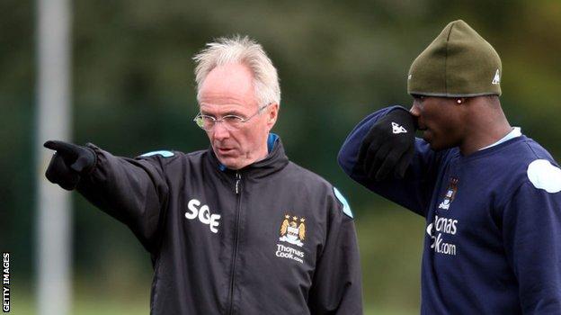 Micah Richards with City boss Sven-Goran Eriksson