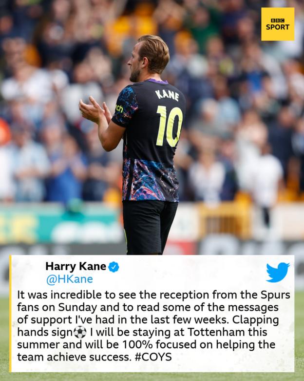 Harry Kane applaudit les fans de Tottenham contre les Wolves